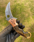 Damascus Folding Pocket knife With Karambit  Design cskforged