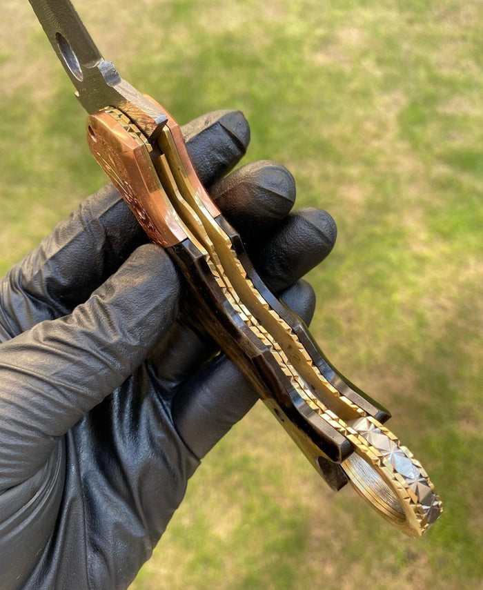 Damascus Folding Pocket knife With Karambit  Design cskforged