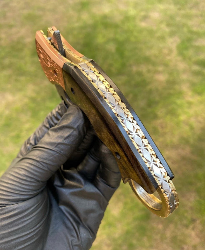 Damascus Folding Pocket knife With Karambit  Design cskforged