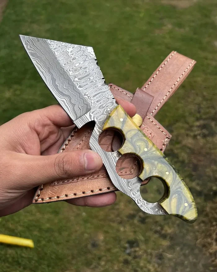 Damascus Knuckle Knife cskforged