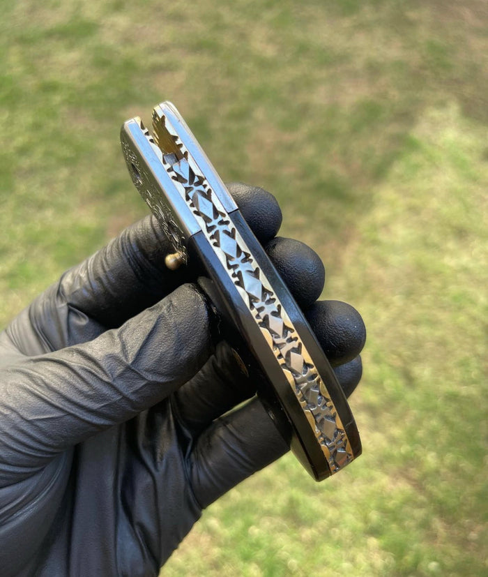 Damascus pocket folding knife cskforged