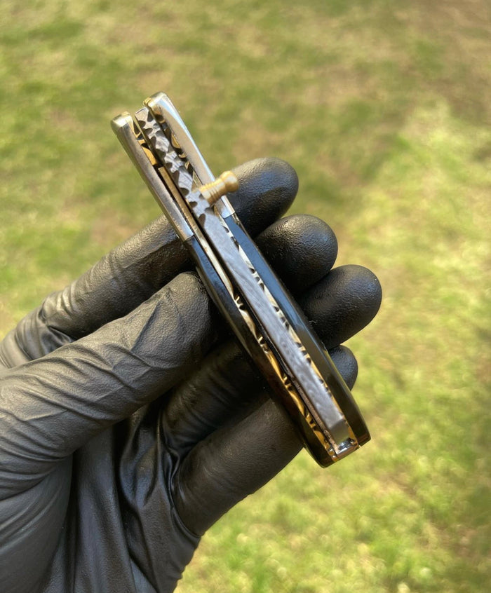 Damascus pocket folding knife cskforged