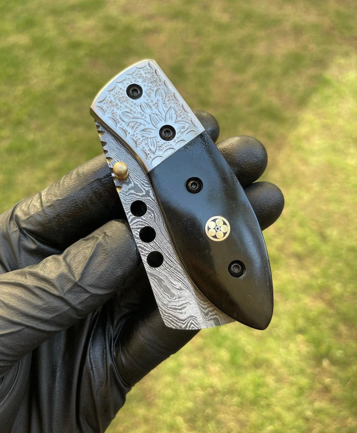 Damascus pocket folding knife cskforged