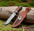 Damascus Steel Bowie Knife with Exotic Rose Wood Handle & Sheath cskforged