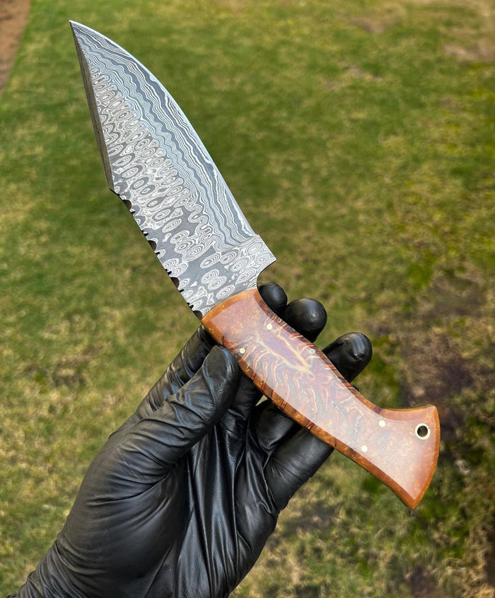 Damascus Steel Classic Outdoor Camping knife cskforged