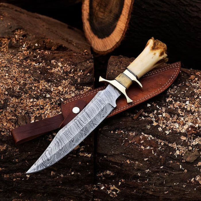 Damascus Steel Hunting Knives - Custom Handmade knife - Hand Forged Damascus steel Knife cskforged