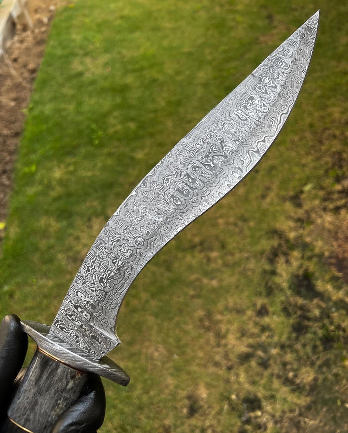 Damascus Steel Trailing Point Camping knife cskforged