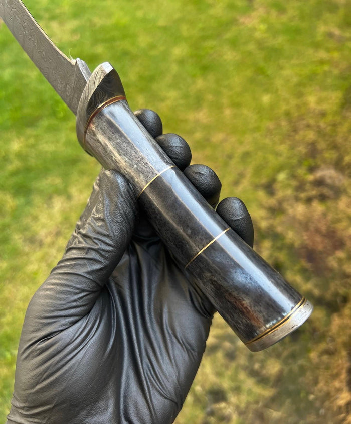 Damascus Steel Trailing Point Camping knife cskforged