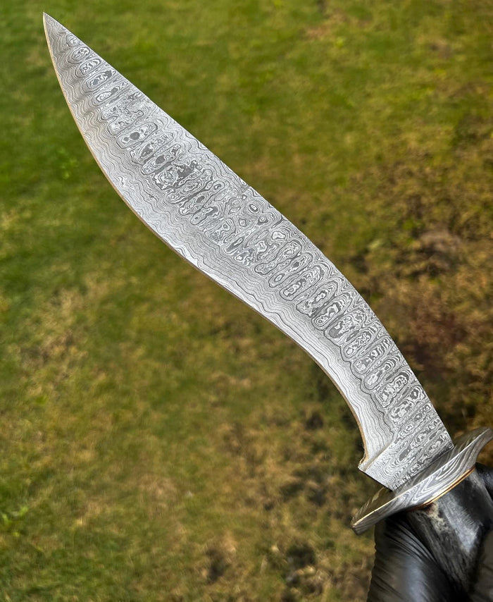 Damascus Steel Trailing Point Camping knife cskforged