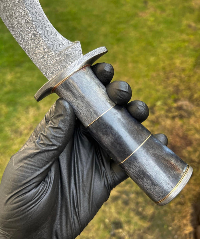 Damascus Steel Trailing Point Camping knife cskforged