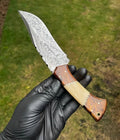 Damascus Steel Trailing Point Hunting Knife cskforged
