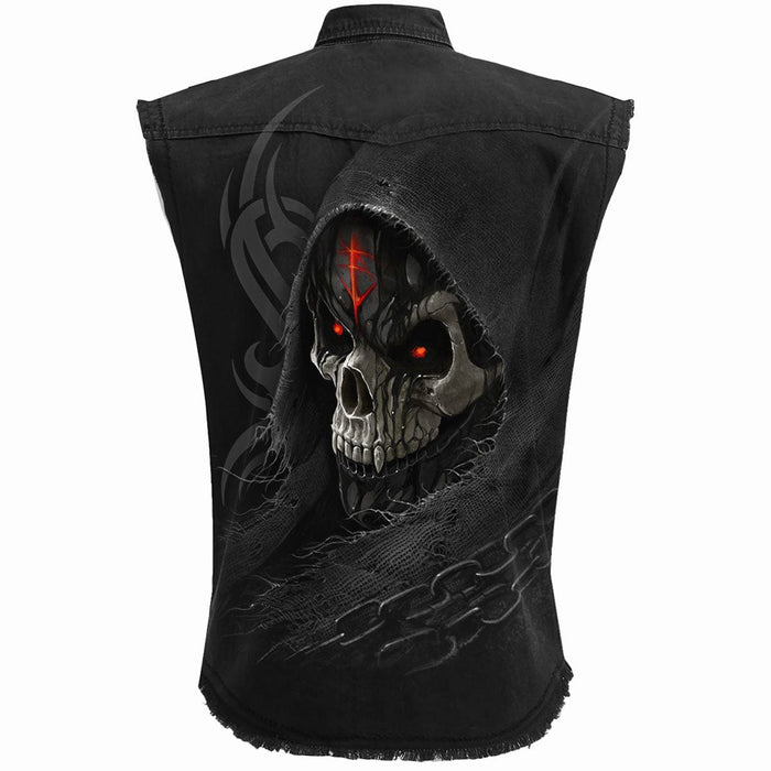 DARK DEATH - Sleeveless Stone Washed Worker Black Spiral USA