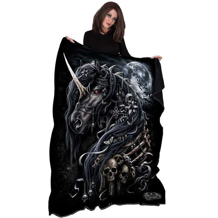 DARK UNICORN - Fleece Blanket with Double Sided Print Spiral USA