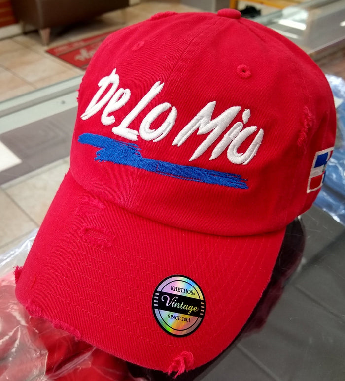 De lo mio embroidered  Logo Vintage Hat (Red / Full Color) Peligro Sports