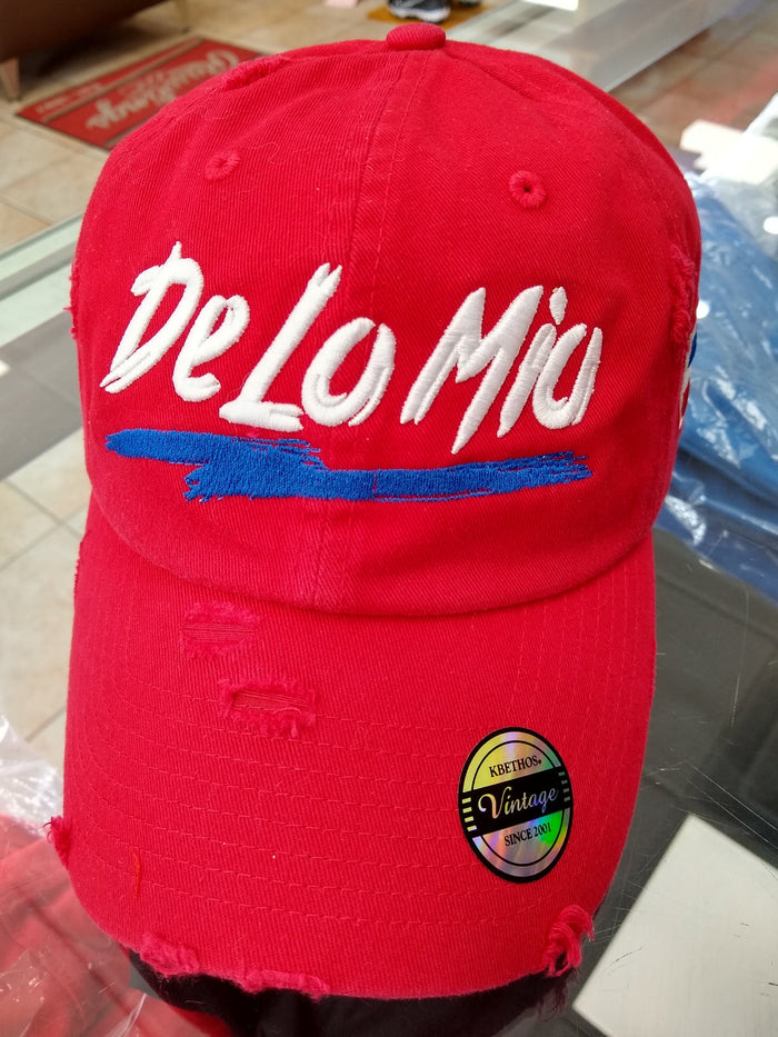 De lo mio embroidered  Logo Vintage Hat (Red / Full Color) Peligro Sports