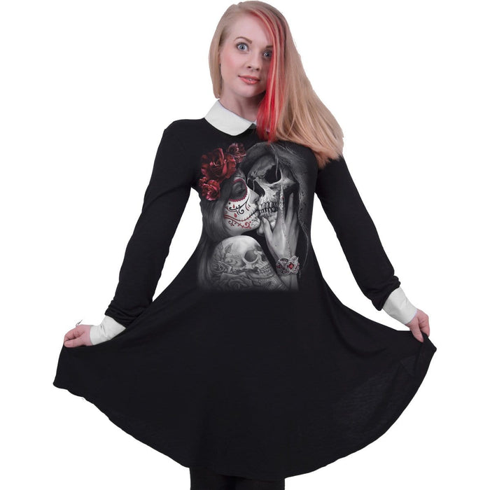 DEAD KISS - PeterPan Collar Baby Doll LS Dress Spiral USA