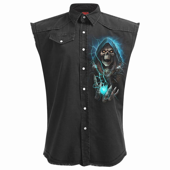 DEAD METAL - Sleeveless Stone Washed Worker Black Spiral USA