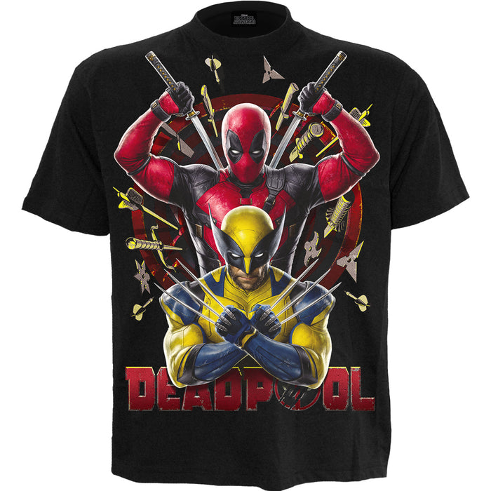 DEADPOOL - WOLVERINE BULLSEYE - T-Shirt Black Spiral USA