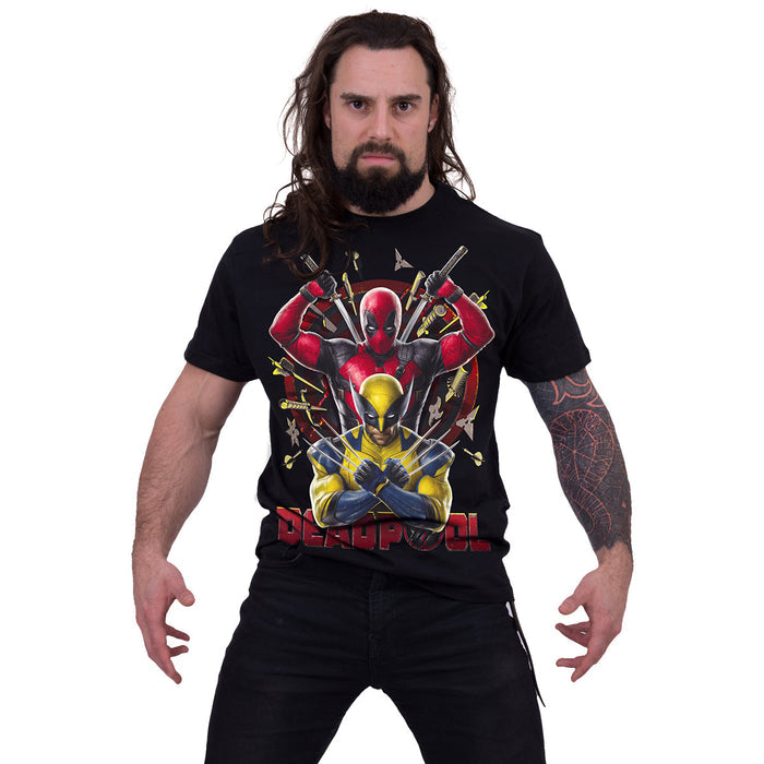 DEADPOOL - WOLVERINE BULLSEYE - T-Shirt Black Spiral USA