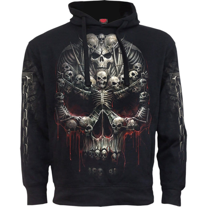 DEATH BONES - Side Pocket Hoody Black Spiral USA