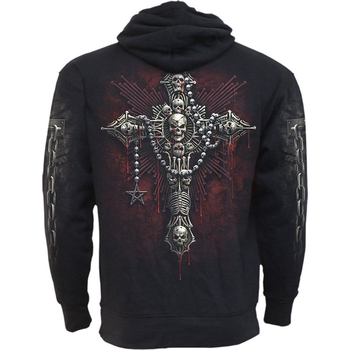 DEATH BONES - Side Pocket Hoody Black Spiral USA