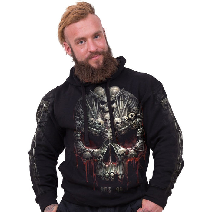 DEATH BONES - Side Pocket Hoody Black Spiral USA