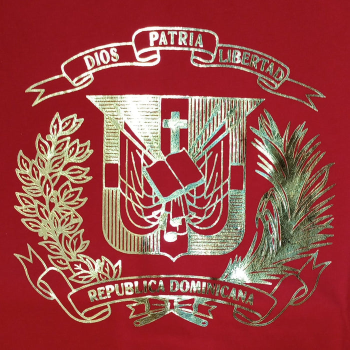 Dominican Shield Premium T-Shirt Design Metalic Gold – Light and Soft Peligro Sports