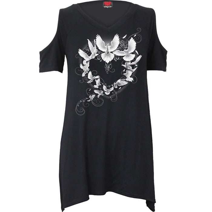DOVES HEART - Cold Shoulder Goth Bottom Top Spiral USA