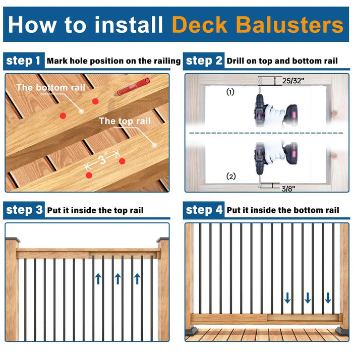 Durable Hollow Deck Balusters with Screws HAUSVITA