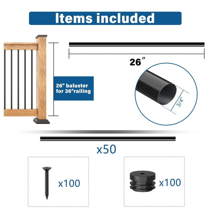Durable Hollow Deck Balusters with Screws HAUSVITA