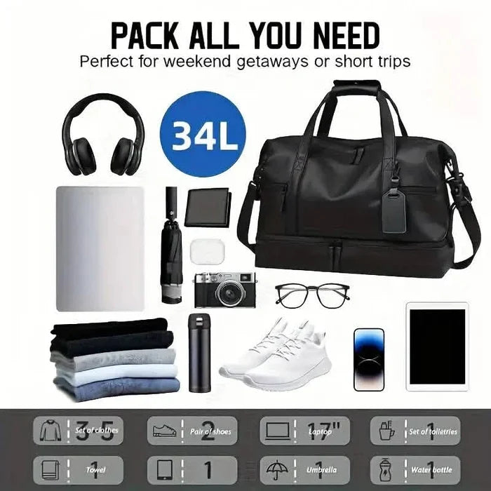 Durable Large Weekender Bag with Shoe Compartment DailySale