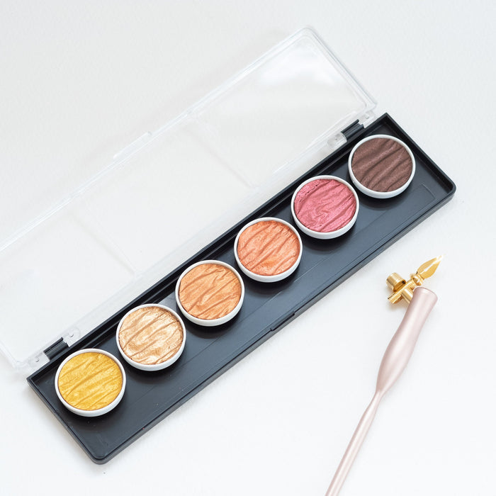 Earth Metallic Finetec Ink Palette with Flourish calligraphy pen