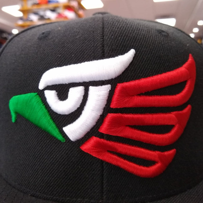 Embroidered Eagle and flag Mexico SLIM LOGO SnapBack hat Peligro Sports