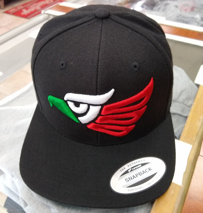 Embroidered Eagle and flag Mexico SLIM LOGO SnapBack hat Peligro Sports