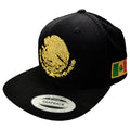 Embroidered Shield and flag SnapBack Mexico Black - Gold Hat Peligro Sports