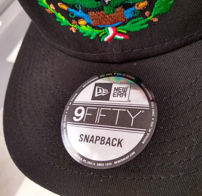 Embroidered Shield and flag SnapBack Mexico Black Hat Peligro Sports