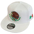 Embroidered Shield and flag SnapBack Mexico New Era White Hat Peligro Sports