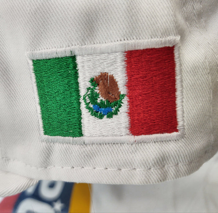 Embroidered Shield and flag SnapBack Mexico New Era White Hat Peligro Sports