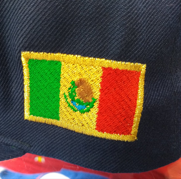 Embroidered SnapBack Mexican Bull logo Navy Hat Peligro Sports