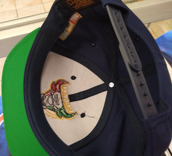Embroidered SnapBack Mexican Bull logo Navy Hat Peligro Sports