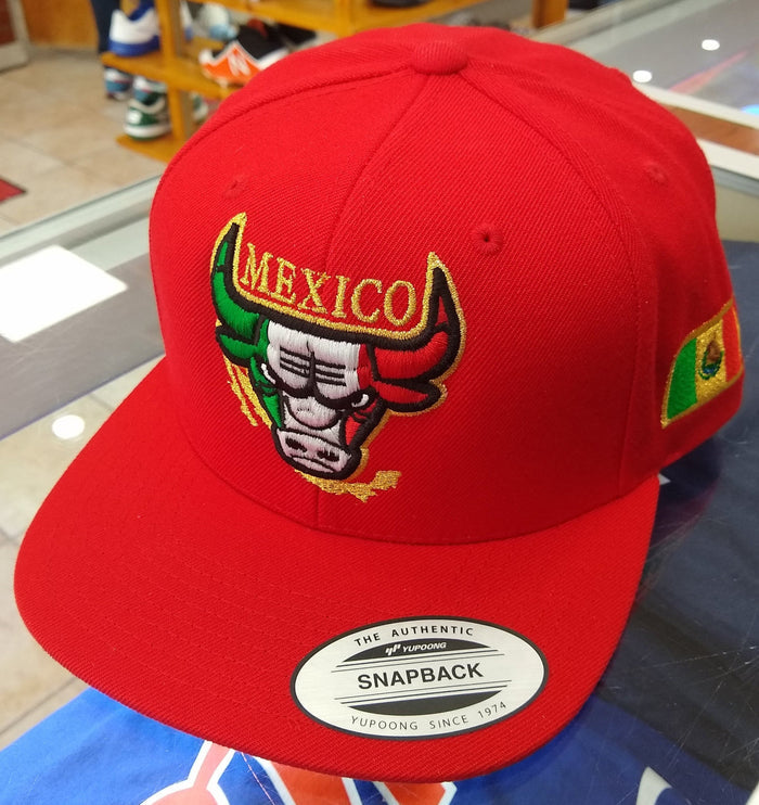 Embroidered SnapBack Mexican Bull logo Red Hat Peligro Sports