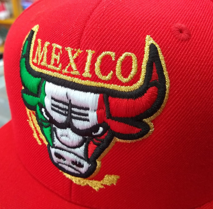 Embroidered SnapBack Mexican Bull logo Red Hat Peligro Sports