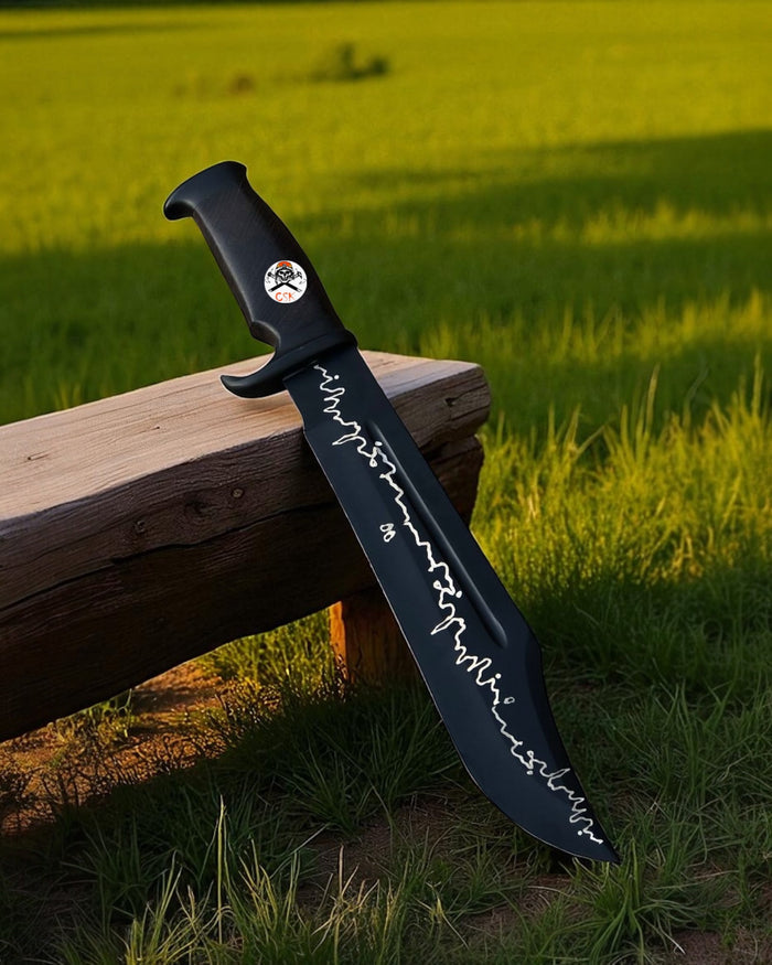 Engraved Black Bowie Knife – Heavy Duty Survival & Collectible Blade cskforged