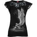 ENSLAVED ANGEL - Lace Layered Cap Sleeve Top Black Spiral USA