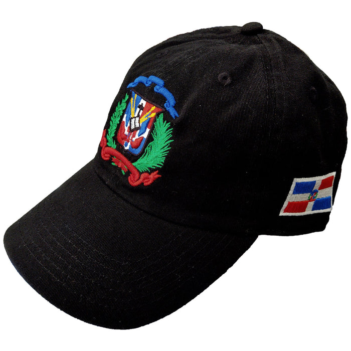 Escudo Republica Dominicana - Dominican Shield Black Full Color Dad Hat Peligro Sports
