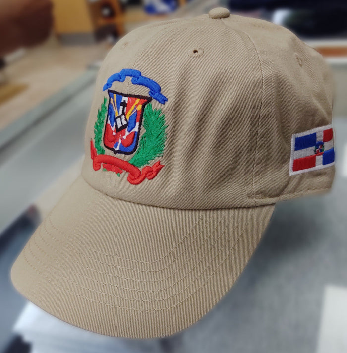 Escudo Republica Dominicana - Dominican Shield Khaki / Full Color Dad Hat Peligro Sports