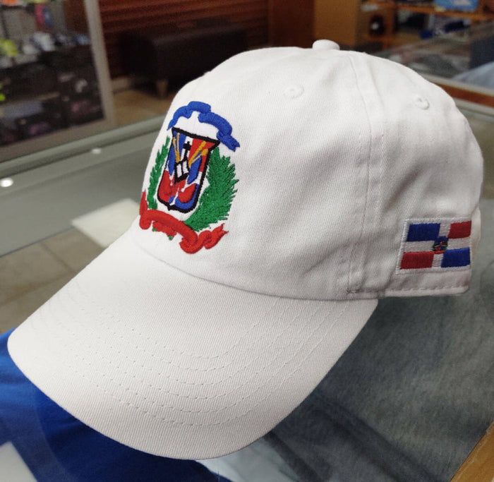 Escudo Republica Dominicana - Dominican Shield White / Full Color Dad Hat Peligro Sports