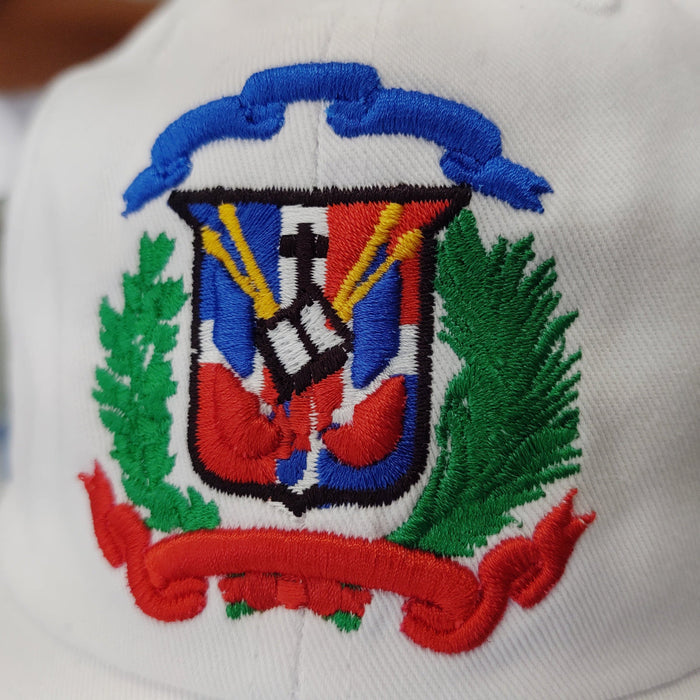 Escudo Republica Dominicana - Dominican Shield White / Full Color Dad Hat Peligro Sports