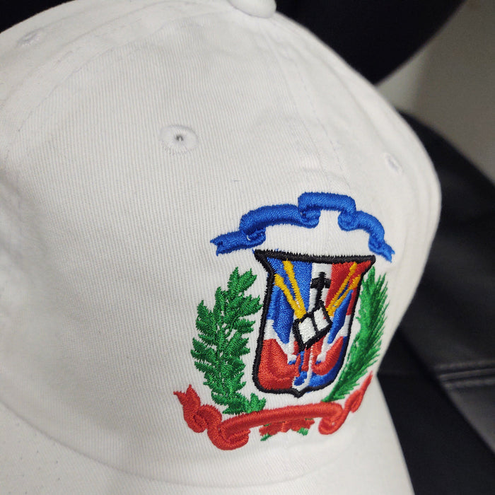 Escudo Republica Dominicana - Dominican Shield White / Full Color Dad Hat Peligro Sports