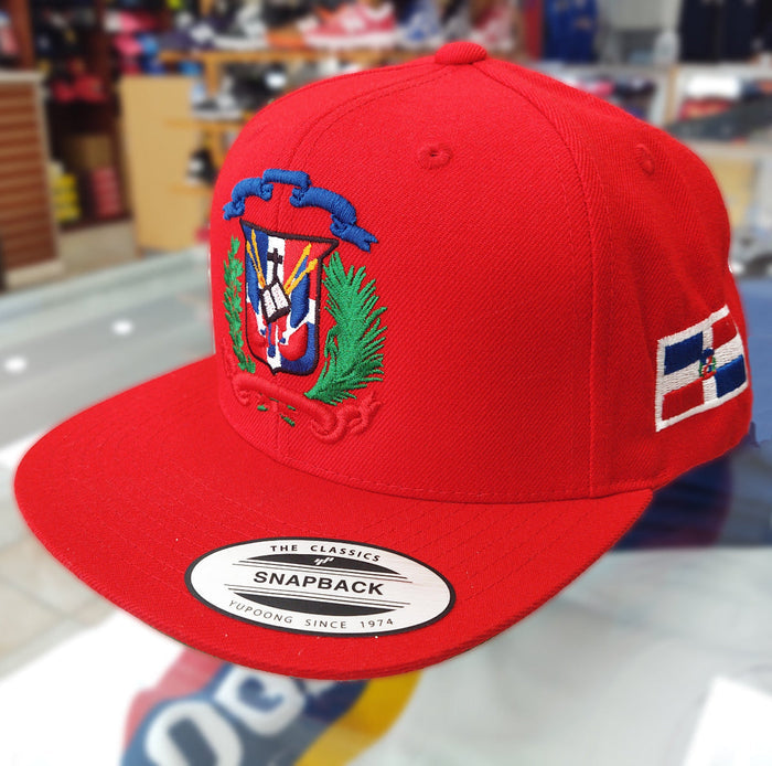 Escudo Republica Dominicana - Dominican Snapback Red - Full Color Hat Peligro Sports